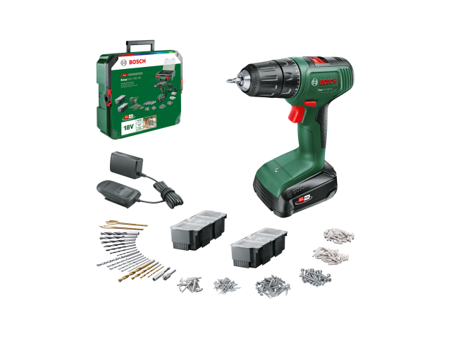 Akumulatorski vrtalnik-vijačnik Bosch EasyDrill 18V-40 + 241-delni set pribora, 06039D8006